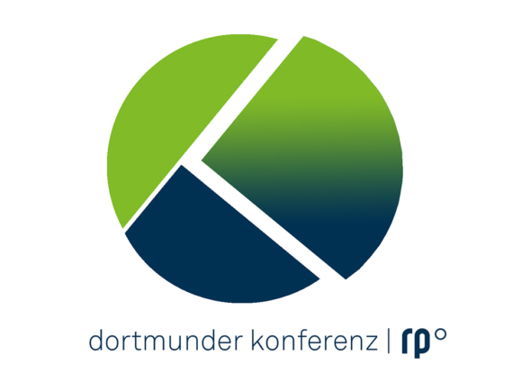 Ein in drei Teile aufgespaltener "Ball" in grün und blau